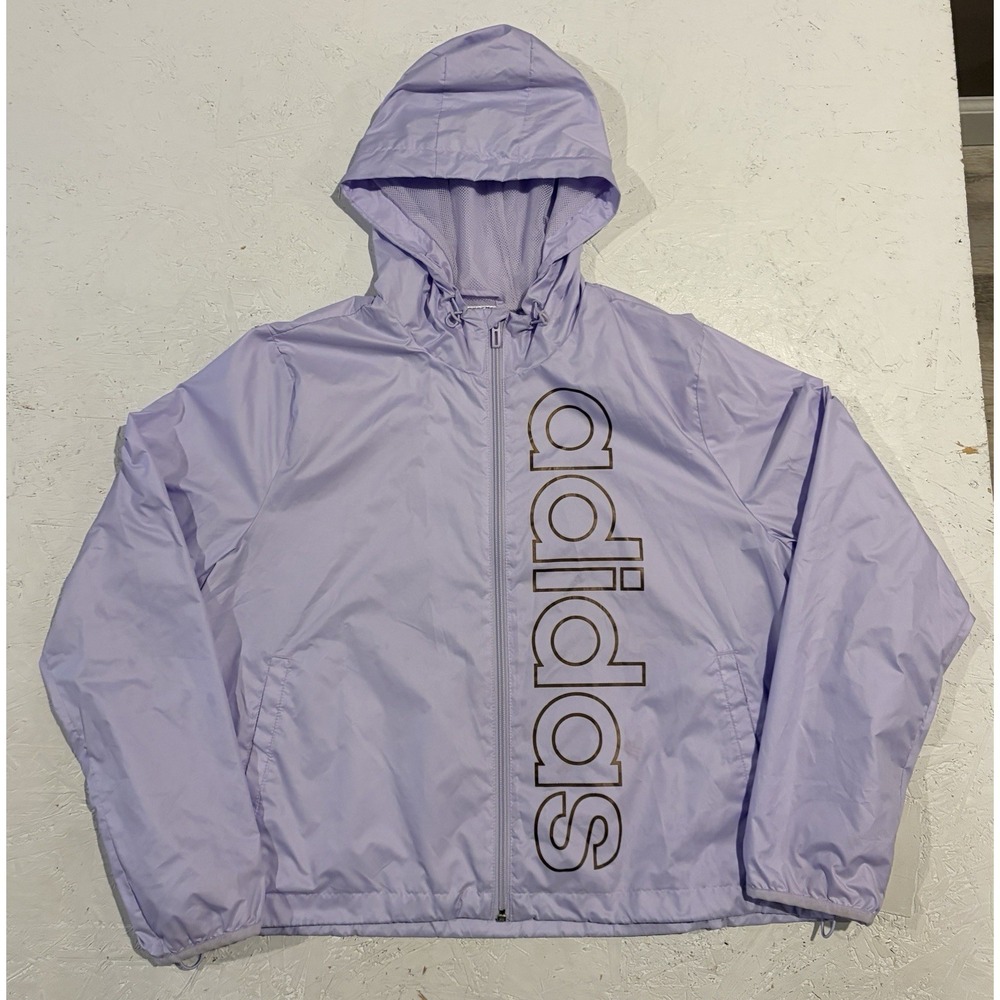 Adidas Windbreaker Hooded Jacket in Purple Tint Women's‎ Large Full Zip